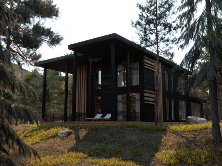 The final result of the modern interior design project was created with ...